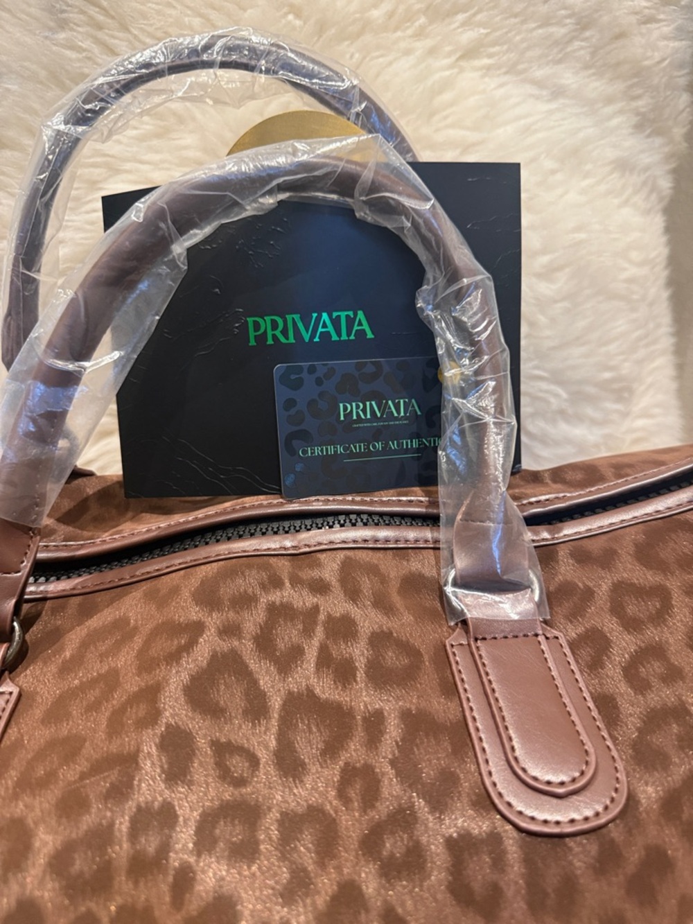 Privata Brown Leopard Print Travel Duffel Bag - Picture 2 of 3